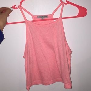 bright pink halter crop top